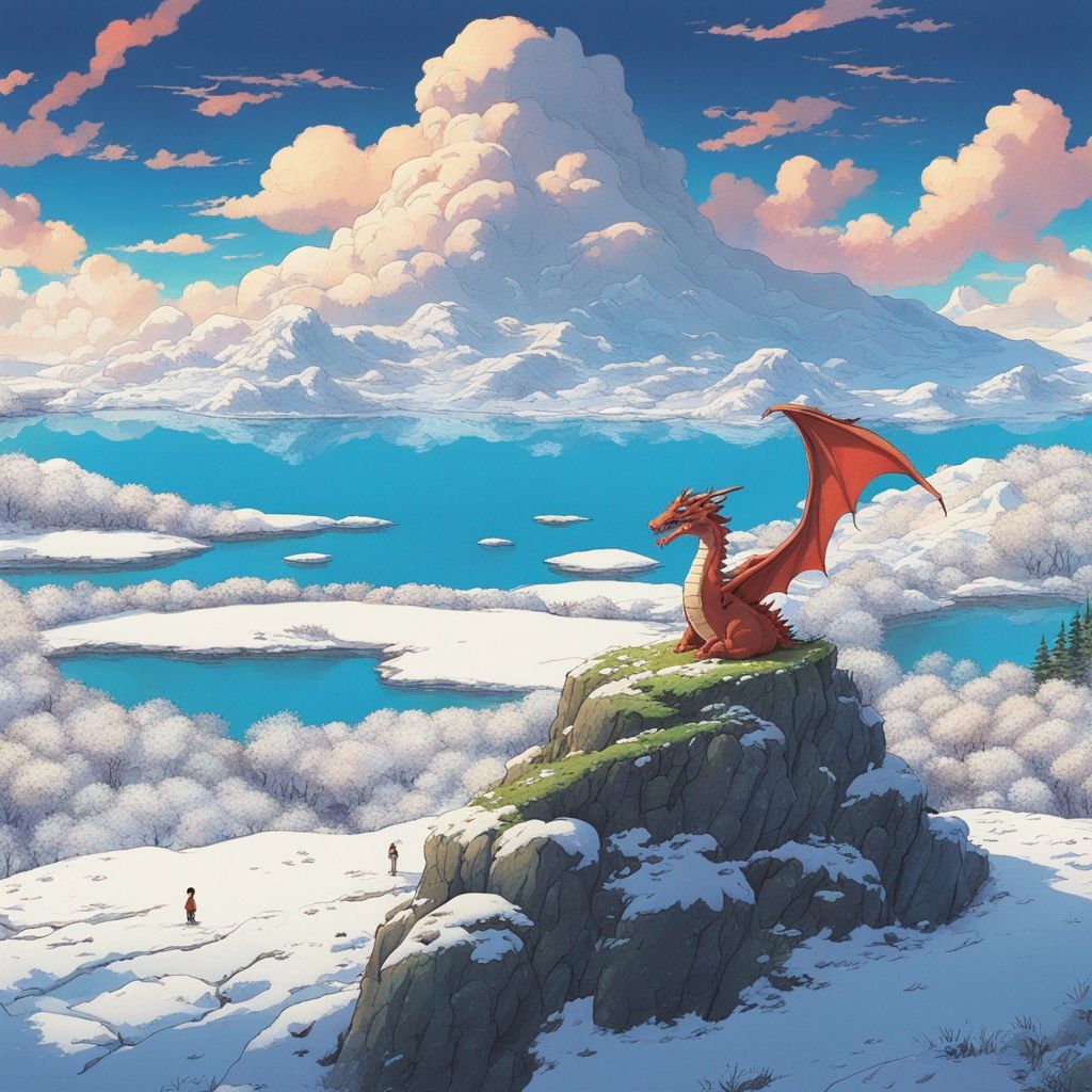 Dragon on snowy hill &mdash; version 1