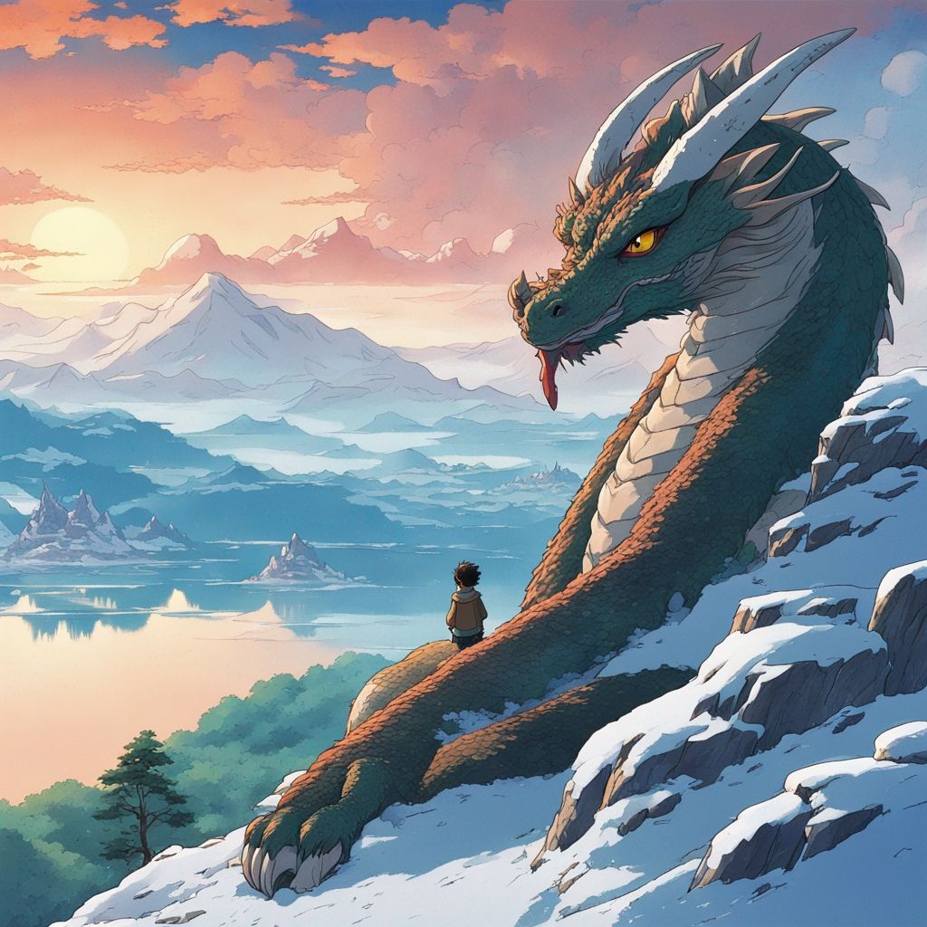 Dragon on snowy hill &mdash; version 3